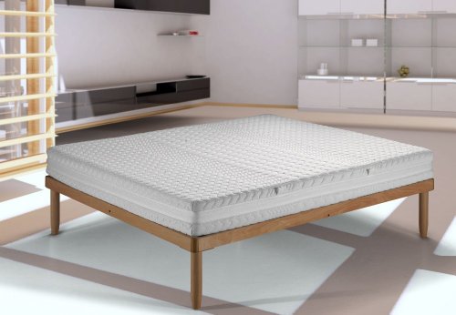 EVERGREENWEB MATERASSI & BEDS Energy Almond con 4 cm Memory Materasso Piazza e Mezza 120x190 cm